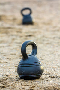 Close up of kettle bells