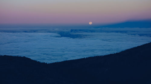 Scenic view of sea against sky at night