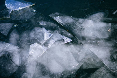 High angle view of broken glass