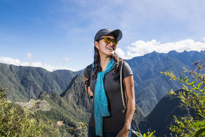 Woman on the inca trail close to machu picchu