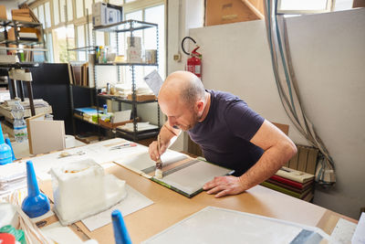 Man working at table