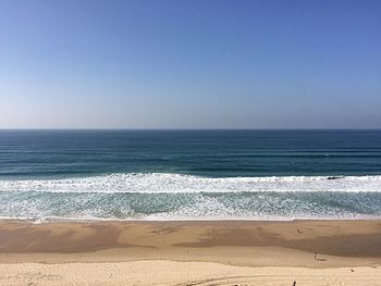 Scenic view of sea against clear sky