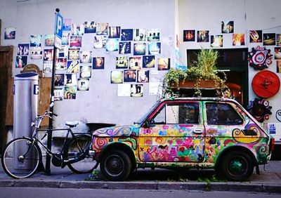 Cars parked in front of building