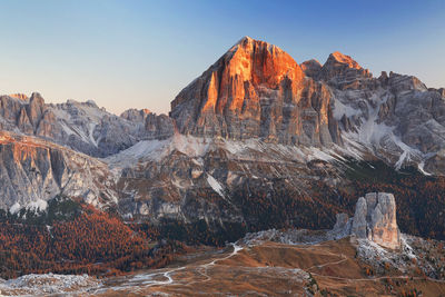 Panoramic view of landscape with mountain range in background