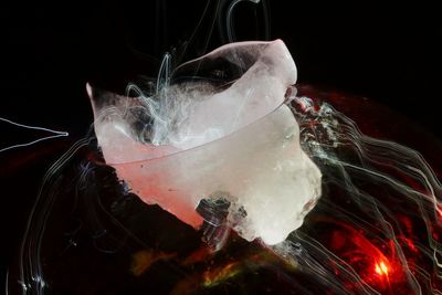 Close-up of ice crystals against black background