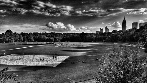 City street against cloudy sky