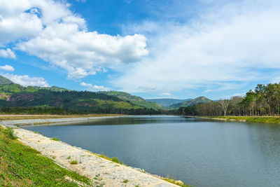 Scenic view of lake against sky