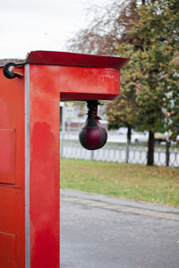 Close-up of security camera on road