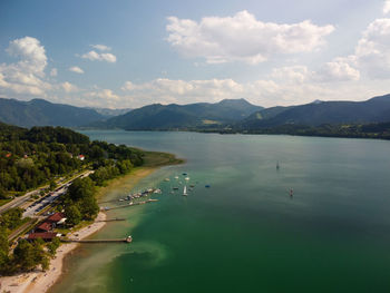 High angle view of sea against sky