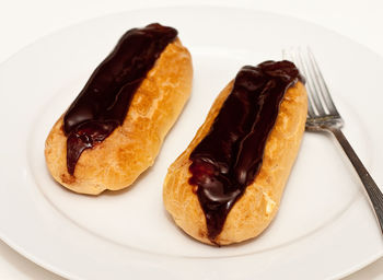 High angle view of breakfast in plate