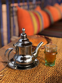 Close-up of tea cup on table