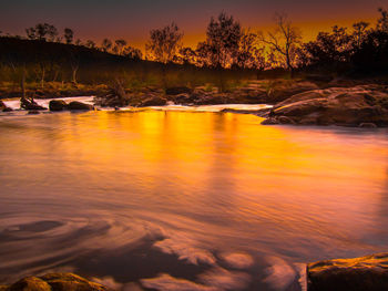 Scenic view of sunset over sea