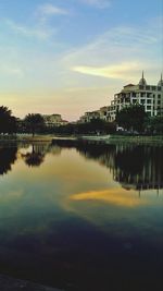 Reflection of building in water