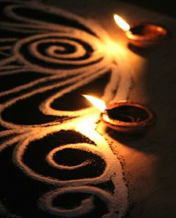 Close-up of lit candles