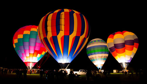 View of hot air balloons at night