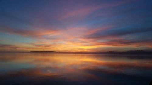 Scenic view of sea against sky at sunset