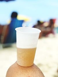 Close-up of coffee cup on table