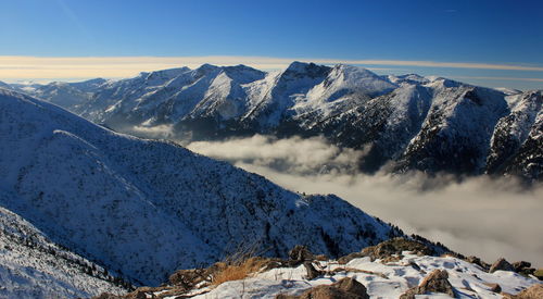 Scenic view of snowcapped mountains