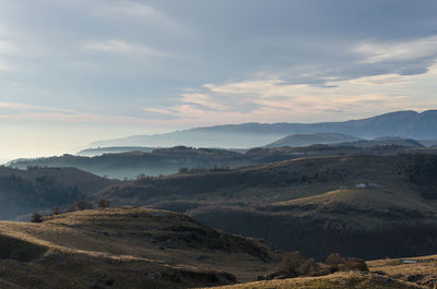 Scenic view of mountains against sky