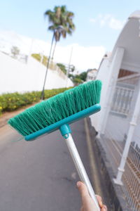 Close-up of hand holding plant
