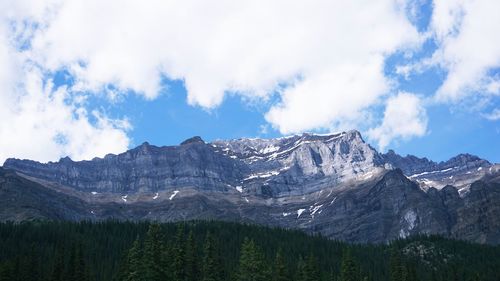 Scenic view of mountains against cloudy sky