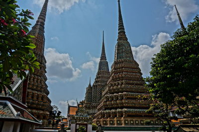 Low angle view of temple building against sky