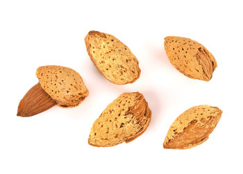 Close-up of cookies against white background