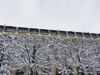 Low angle view of snow against clear sky