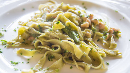 High angle view of meal served in plate