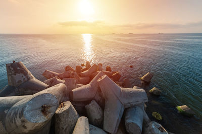 Scenic view of sea against sky during sunset