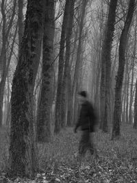 Man walking in forest