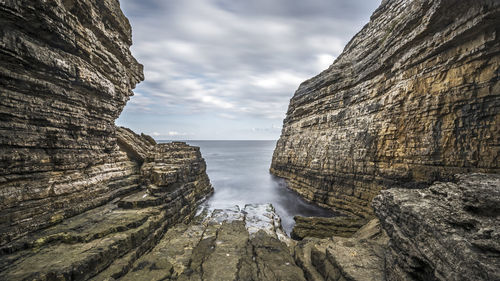 Scenic view of sea against cloudy sky