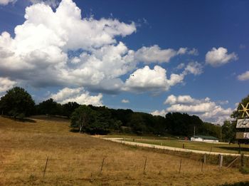 Scenic view of landscape against cloudy sky