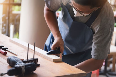 Man working on table