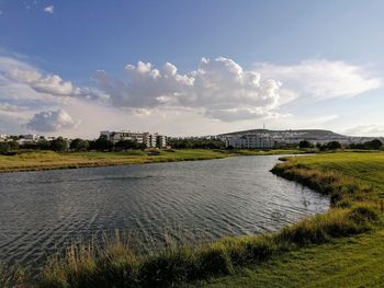 Scenic view of river against sky