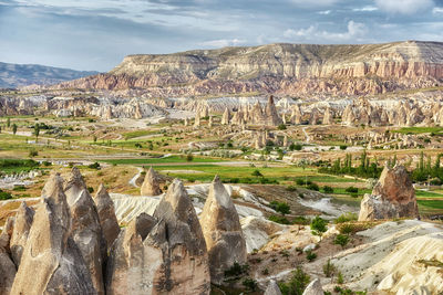 Scenic view of landscape against cloudy sky