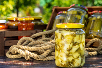 Close-up of food on table