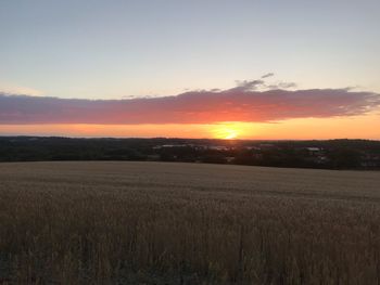 Scenic view of field against sky during sunset