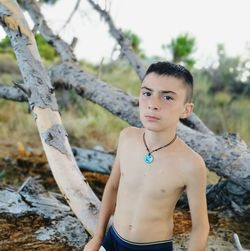 Portrait of shirtless boy