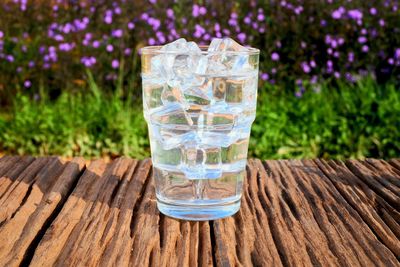 Close-up of glass of water on table