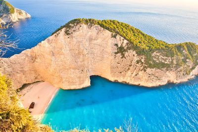 Beach view on shipwreck beach in zakynthos