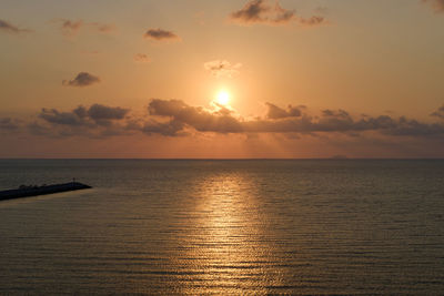 Evening sundown, sunset sea, beautiful sunset sea landscape at pattaya beach, thailand