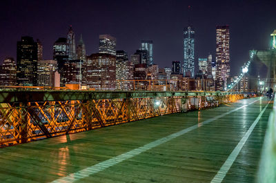 Illuminated buildings in city at night