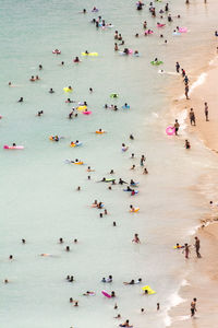 High angle view of people at beach