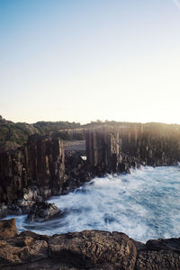 Scenic view of sea against clear sky