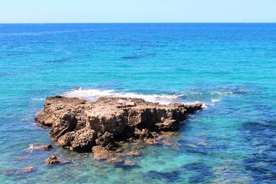 Scenic view of sea against clear sky
