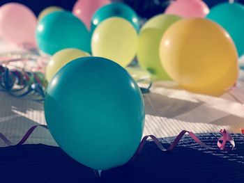 High angle view of multi colored balloons