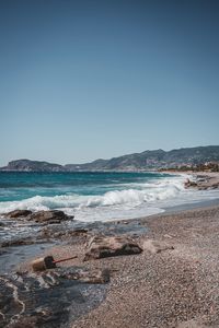 Scenic view of sea against clear sky