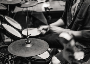 Close-up of playing piano