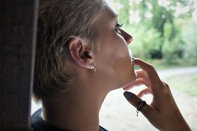 Close-up portrait of woman